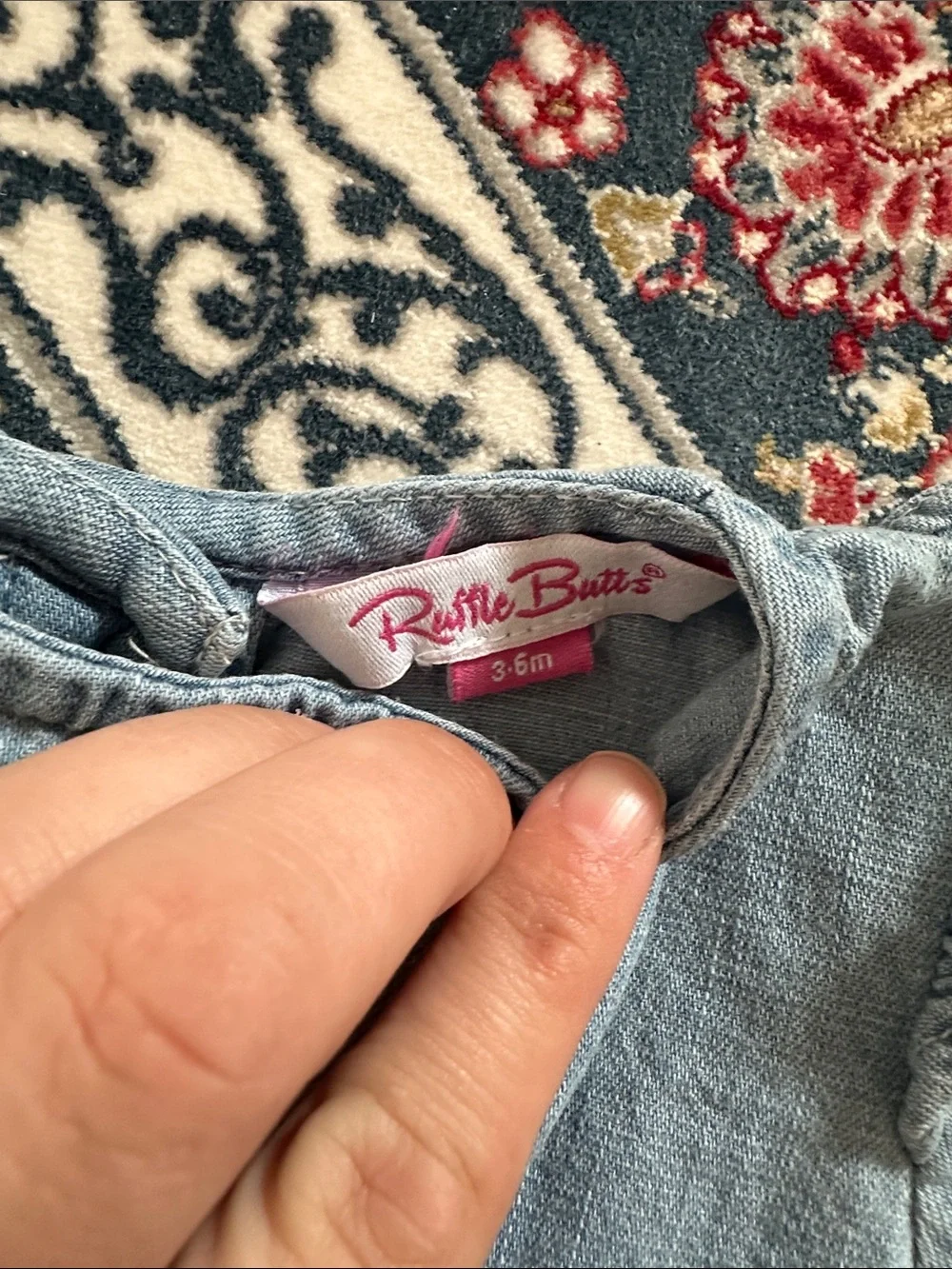 Ruffle Butts Light Blue Denim bubble with pumpkin Embroidery